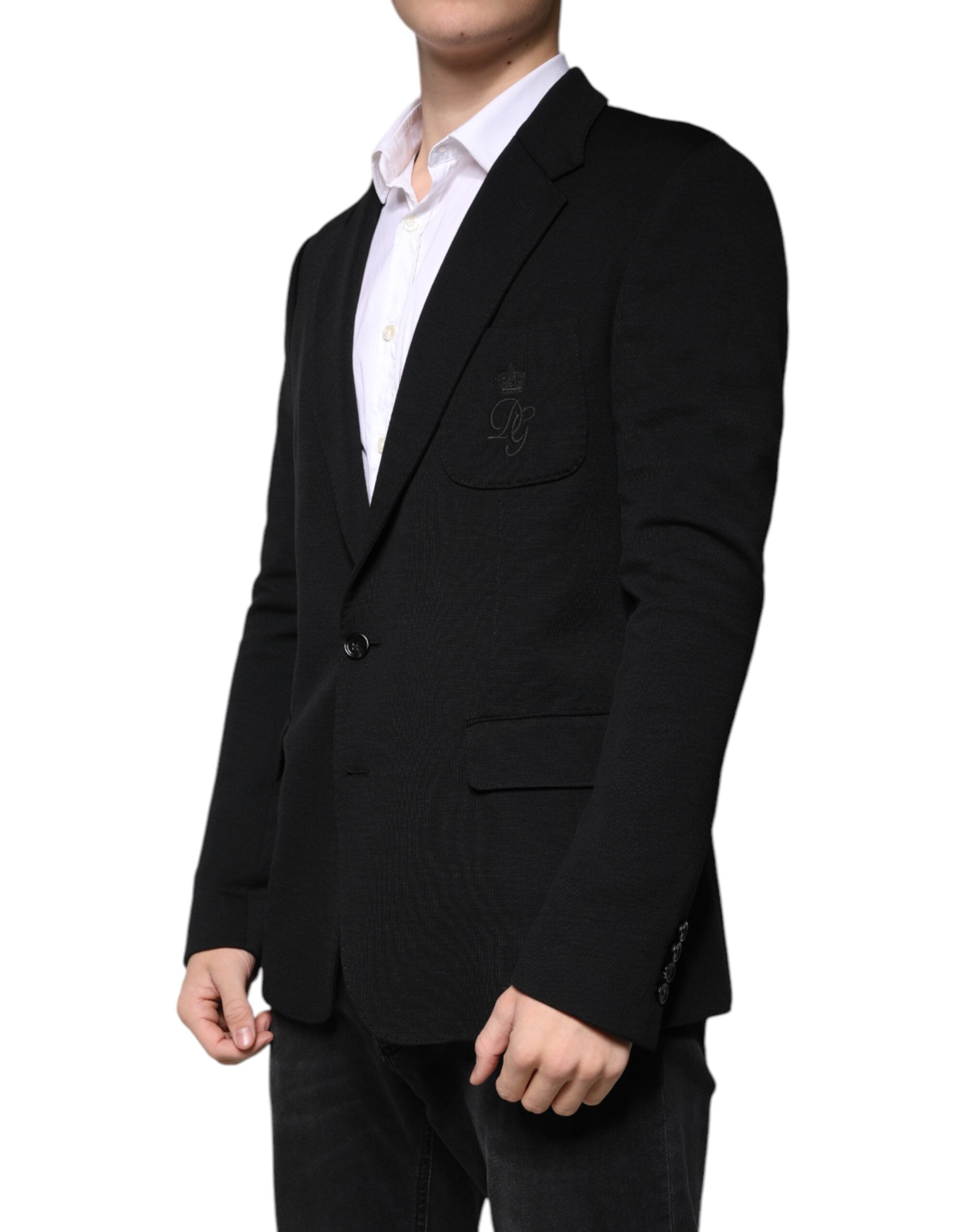 Dolce &amp; Gabbana – Einreihiger, formeller Blazer aus schwarzer Wolle