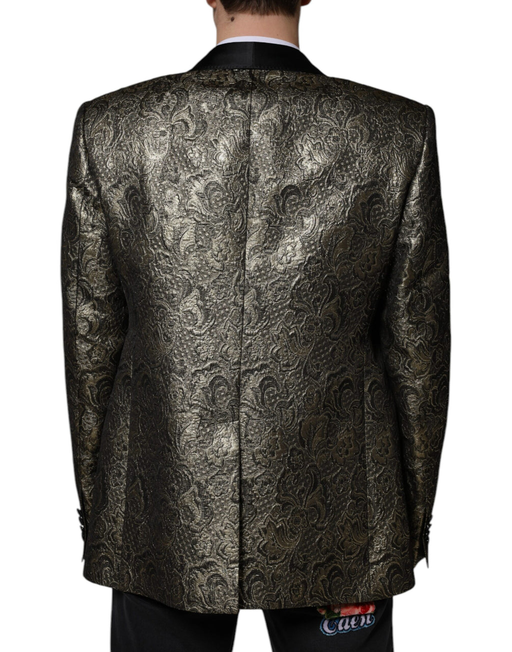 Dolce &amp; Gabbana Gold SICILIA Jacquard Einreihiger Mantelblazer