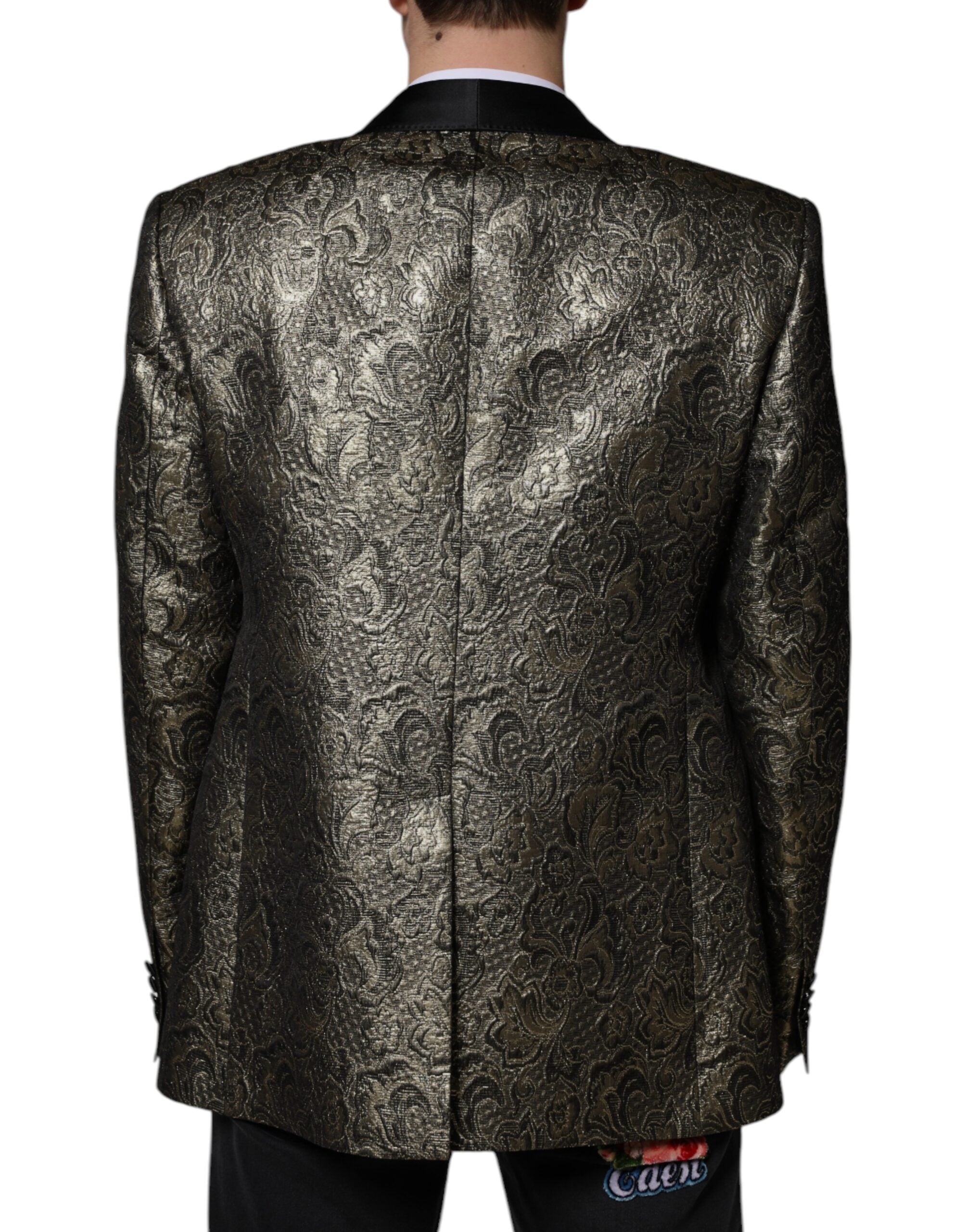 Dolce &amp; Gabbana Gold SICILIA Jacquard Einreihiger Mantelblazer