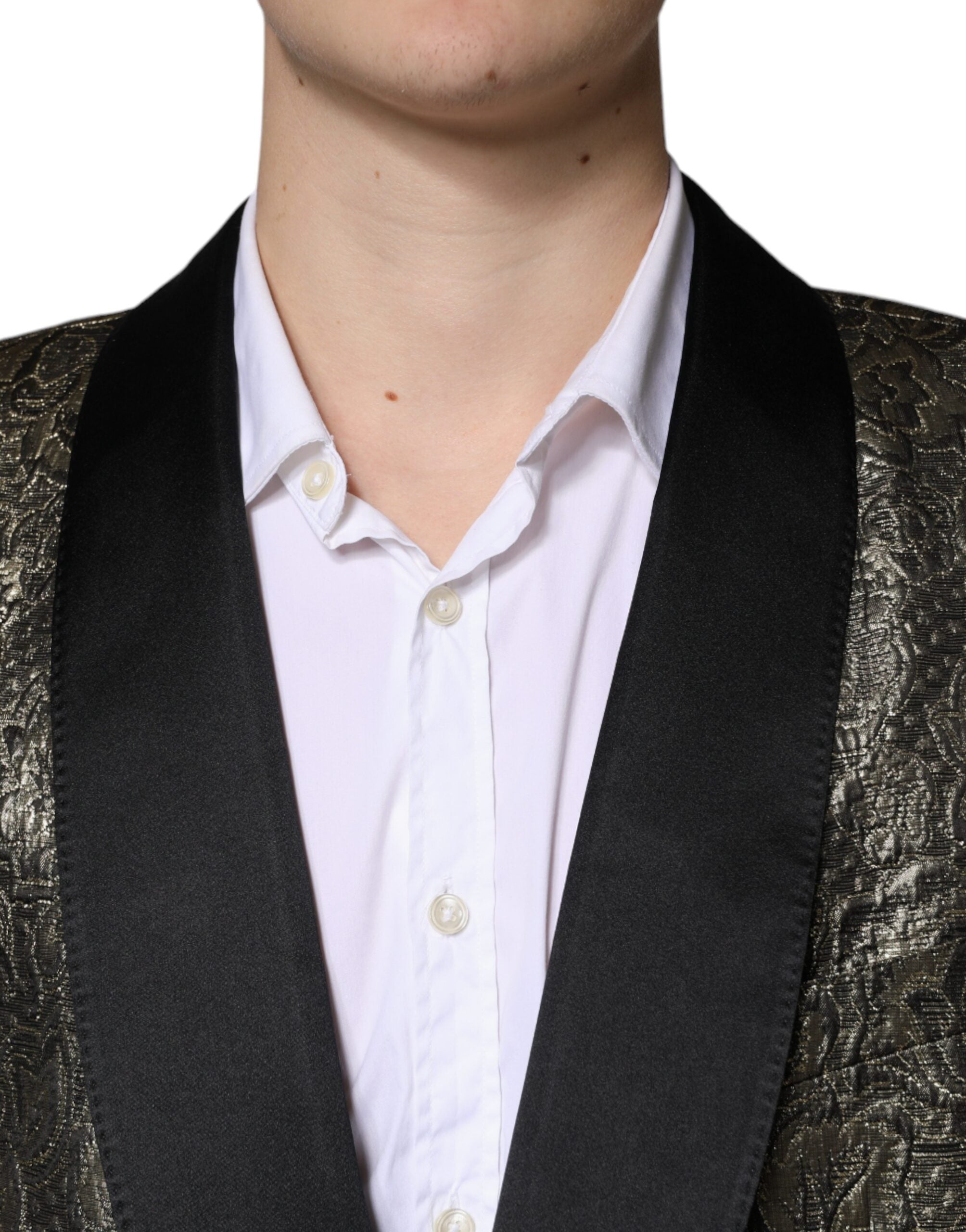 Dolce &amp; Gabbana Gold SICILIA Jacquard Einreihiger Mantelblazer