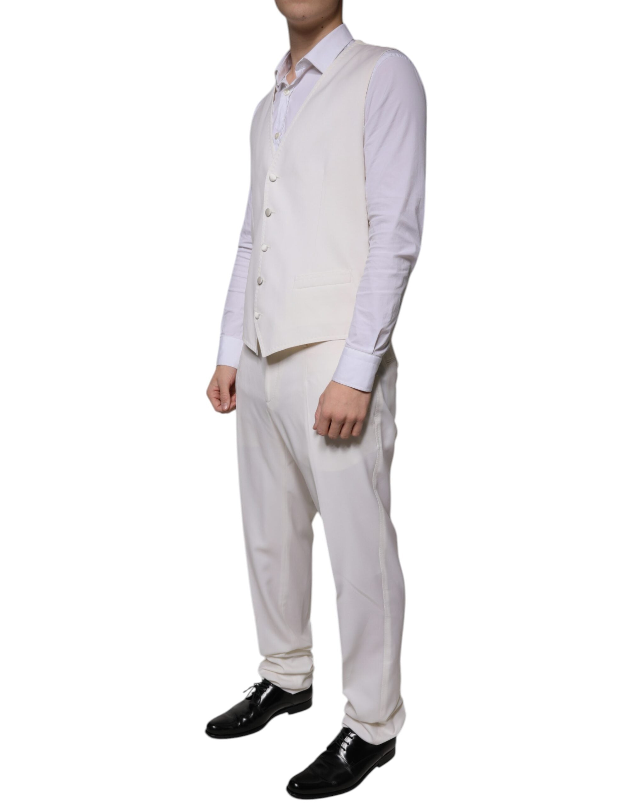 Dolce &amp; Gabbana – 3-teiliger SlimFit-Anzug aus weißer Wolle und Seide