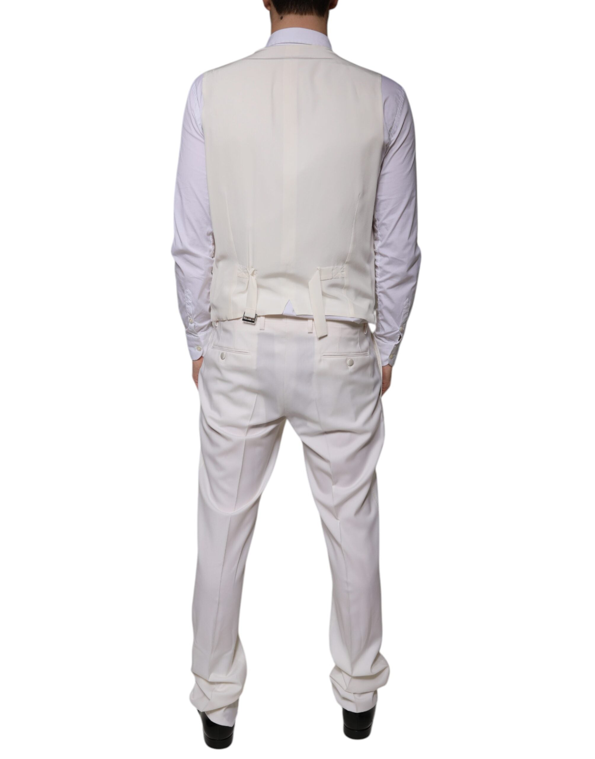 Dolce &amp; Gabbana – 3-teiliger SlimFit-Anzug aus weißer Wolle und Seide