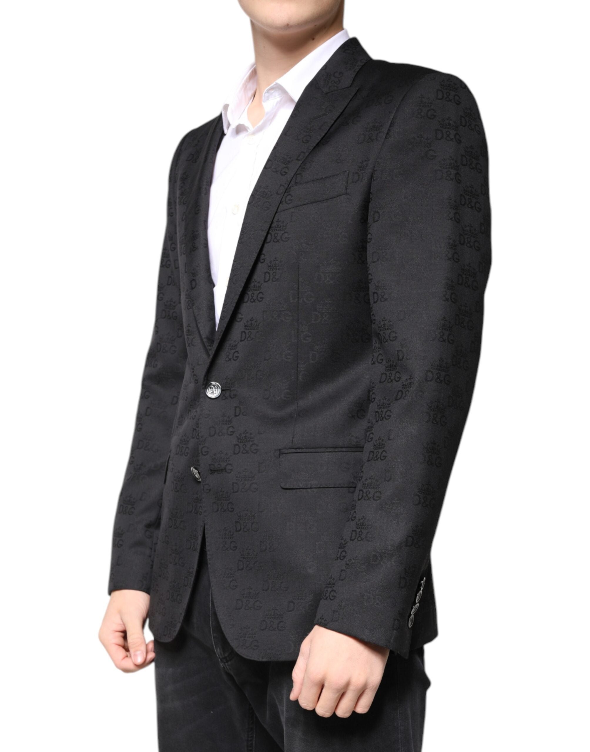 Dolce &amp; Gabbana – Einreihiger, formeller Blazer aus schwarzer Wolle