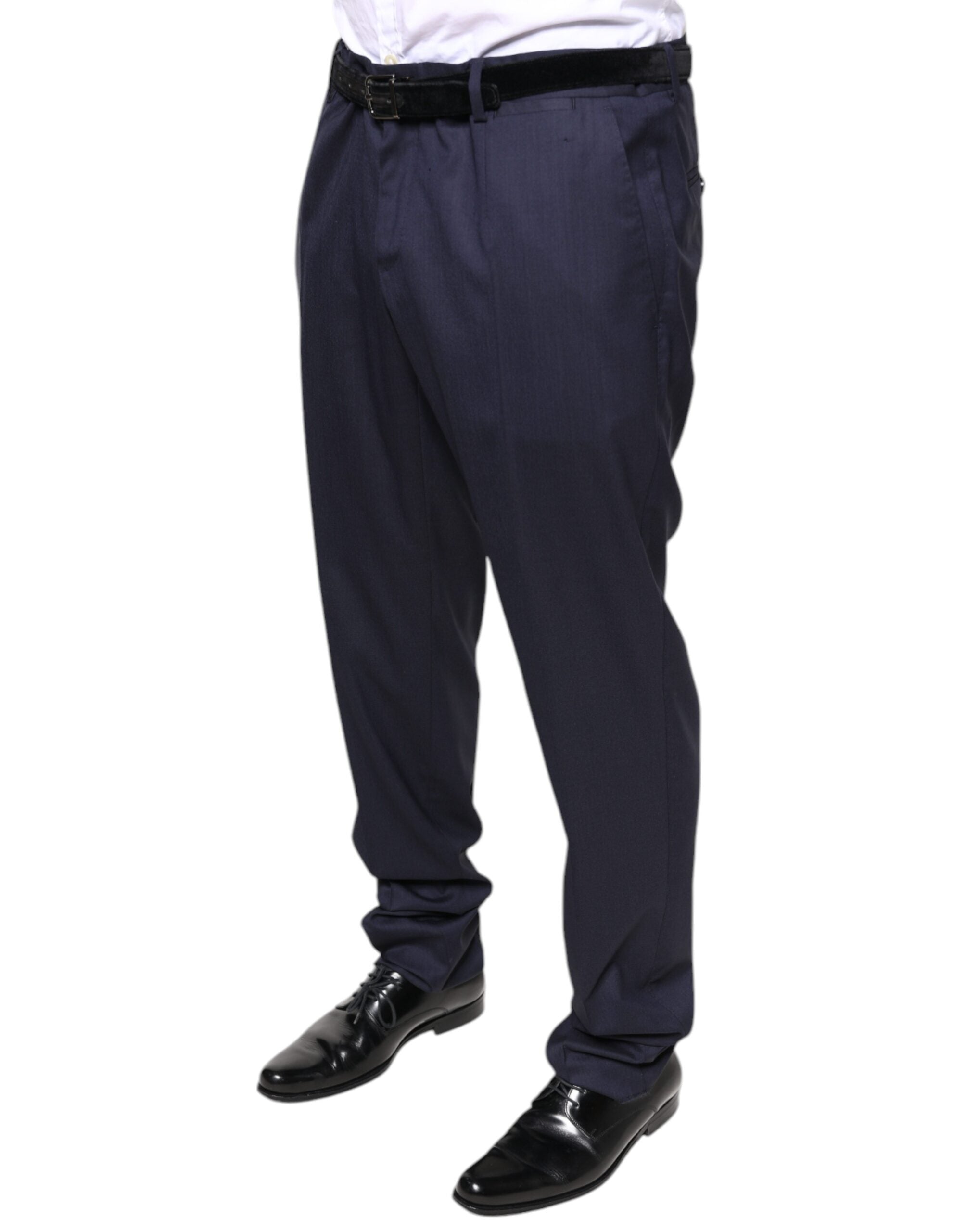 Dolce &amp; Gabbana – Enge Anzughose aus blauer Wolle