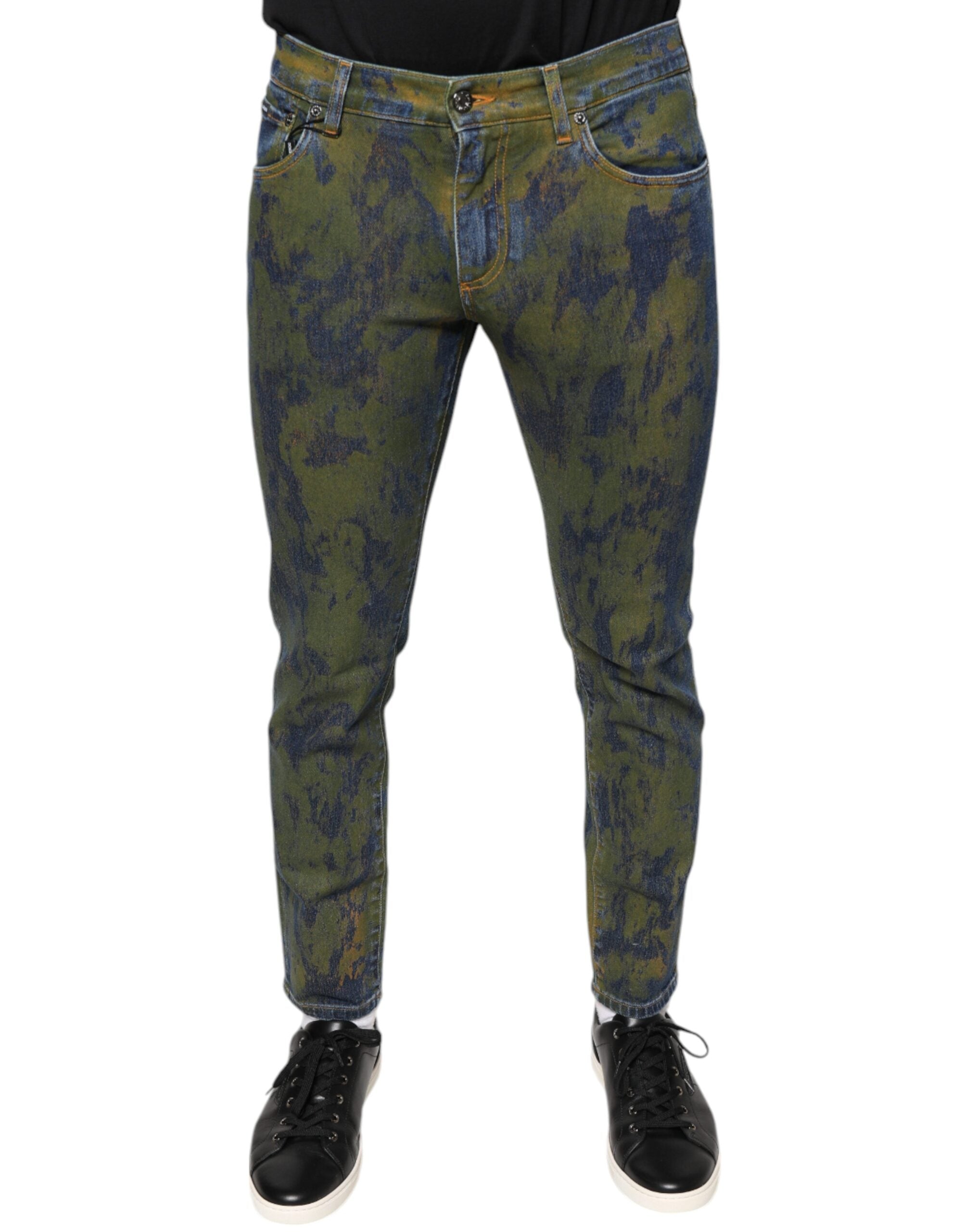 Dolce &amp; Gabbana – Slim Fit-Jeans aus Baumwoll-Dye in Blau
