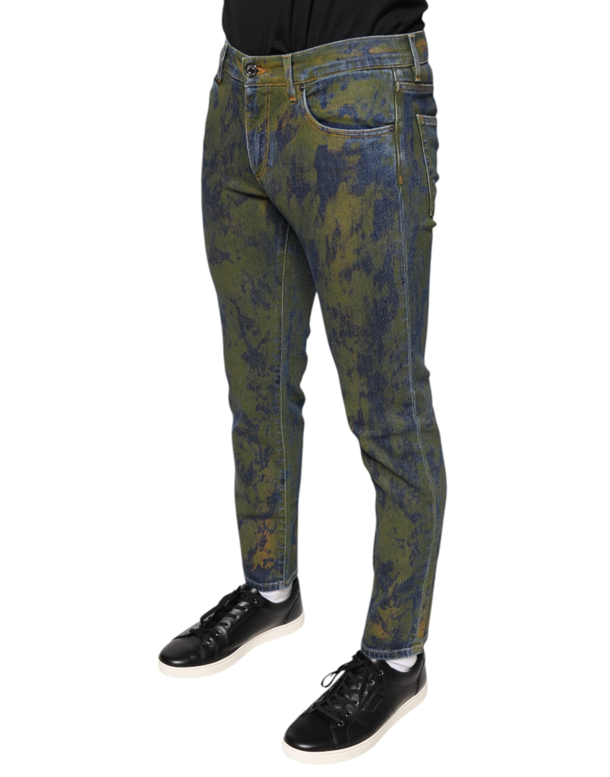Dolce &amp; Gabbana – Slim Fit-Jeans aus Baumwoll-Dye in Blau