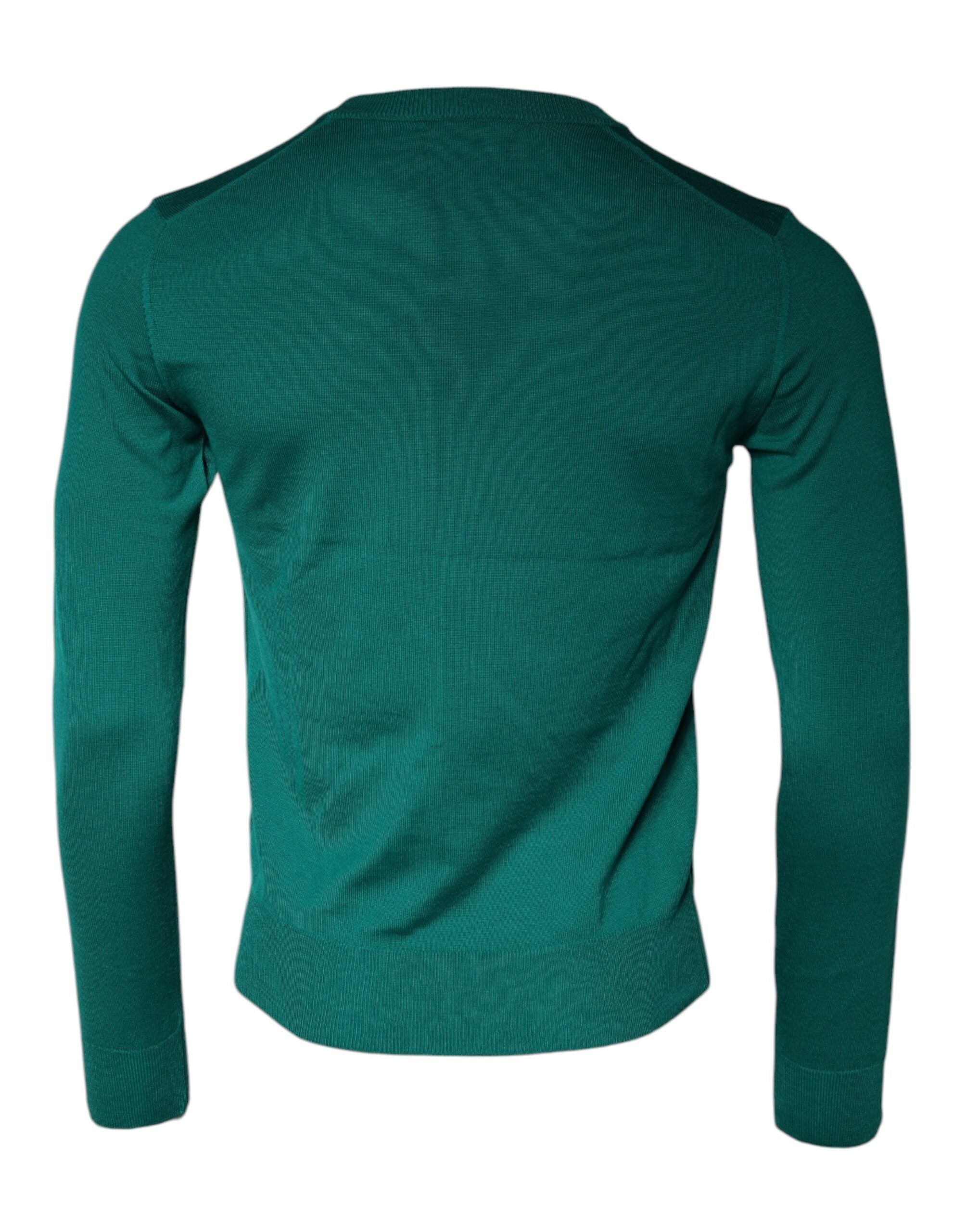 Dolce &amp; Gabbana, grüner Pullover aus Wollstrick mit Rundhalsausschnitt