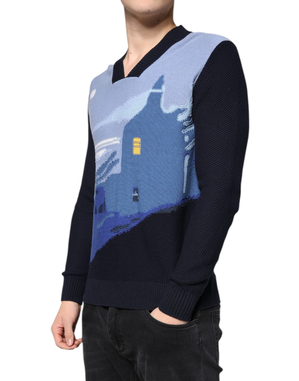 Ballantyne Mehrfarbiger Pullover mit langen Ärmeln und V-Ausschnitt