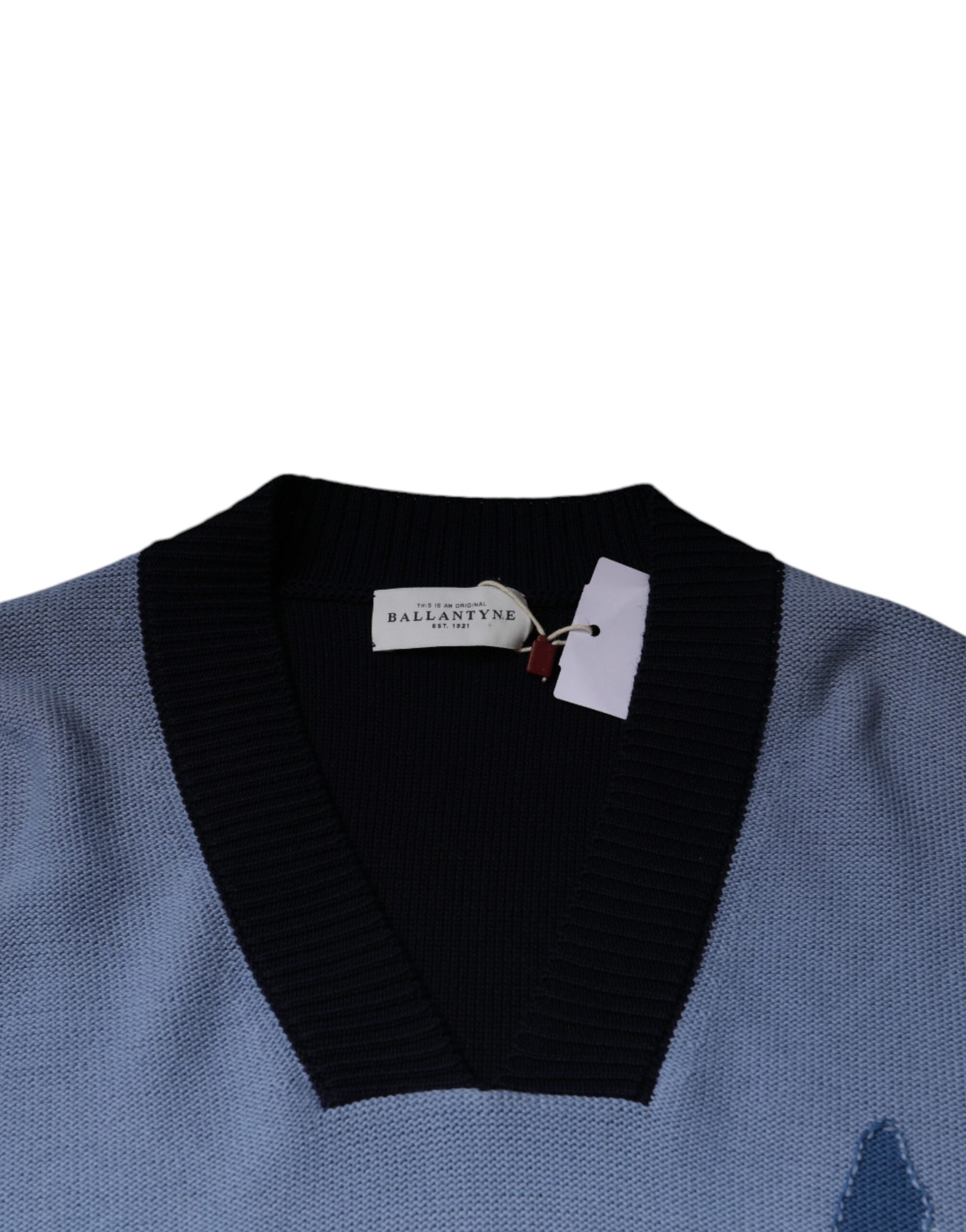 Ballantyne Mehrfarbiger Pullover mit langen Ärmeln und V-Ausschnitt