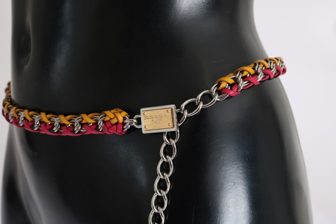 Dolce &amp; Gabbana Eleganter mehrfarbiger Gürtel mit Kristallverzierung