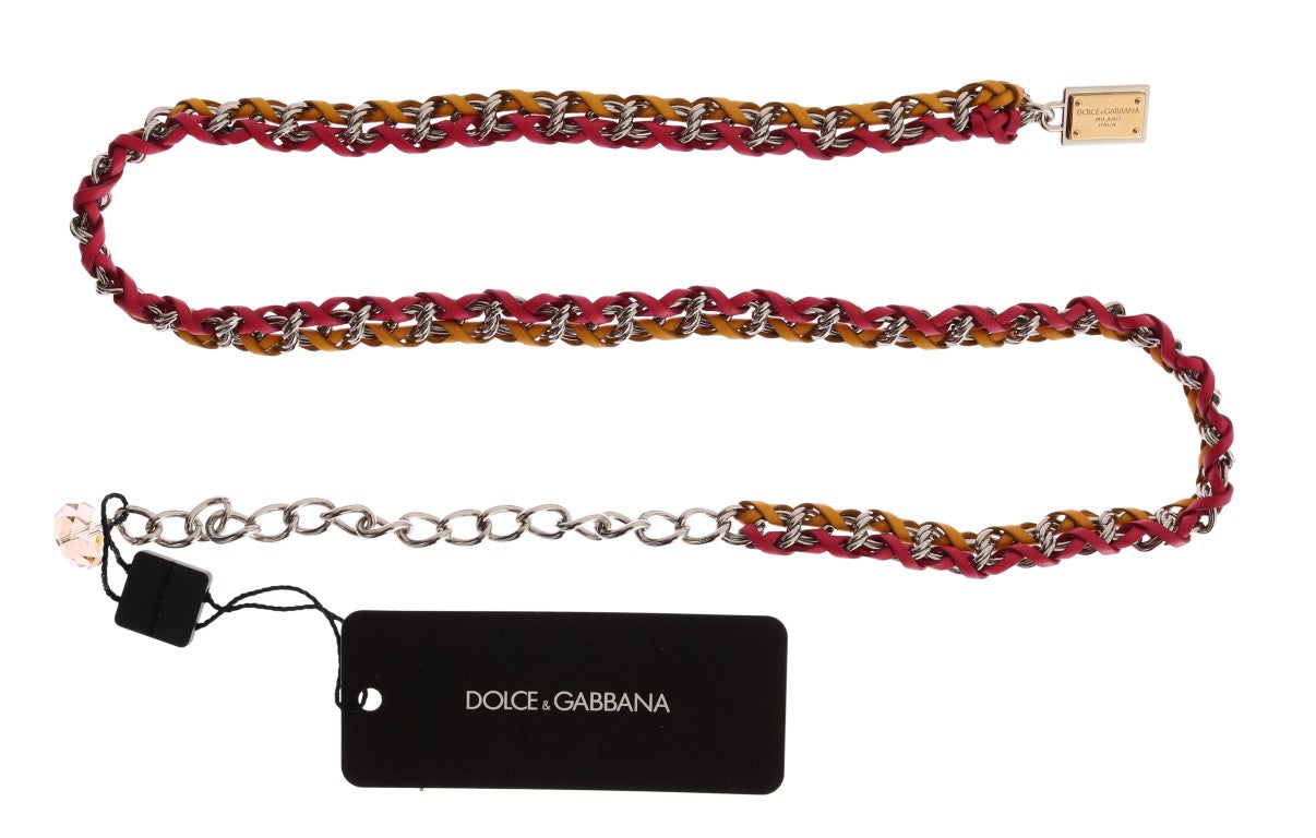 Dolce &amp; Gabbana Eleganter mehrfarbiger Gürtel mit Kristallverzierung