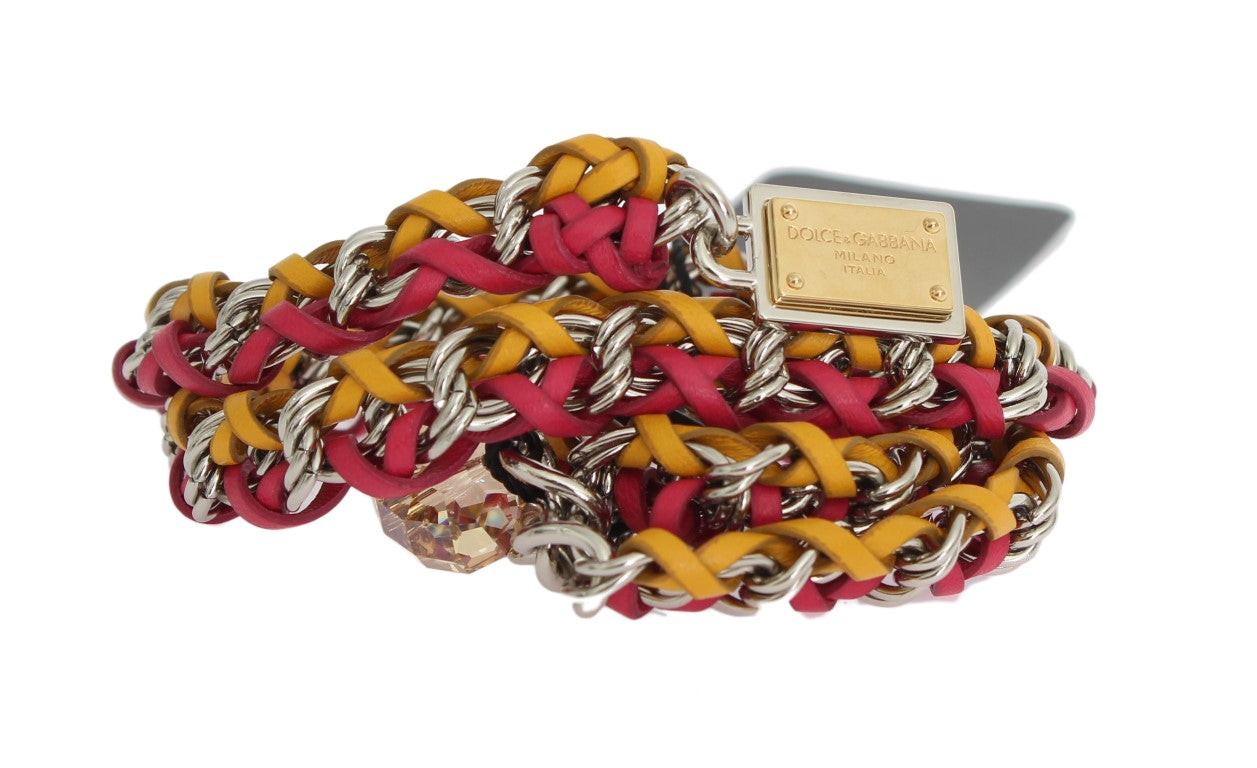 Dolce &amp; Gabbana Eleganter mehrfarbiger Gürtel mit Kristallverzierung