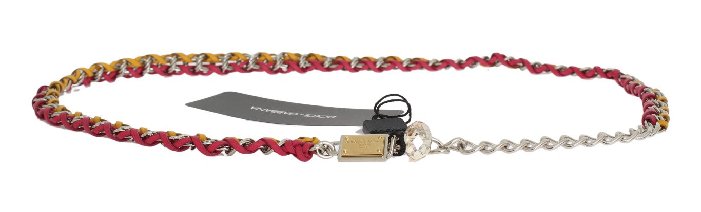 Dolce &amp; Gabbana Eleganter mehrfarbiger Gürtel mit Kristallverzierung