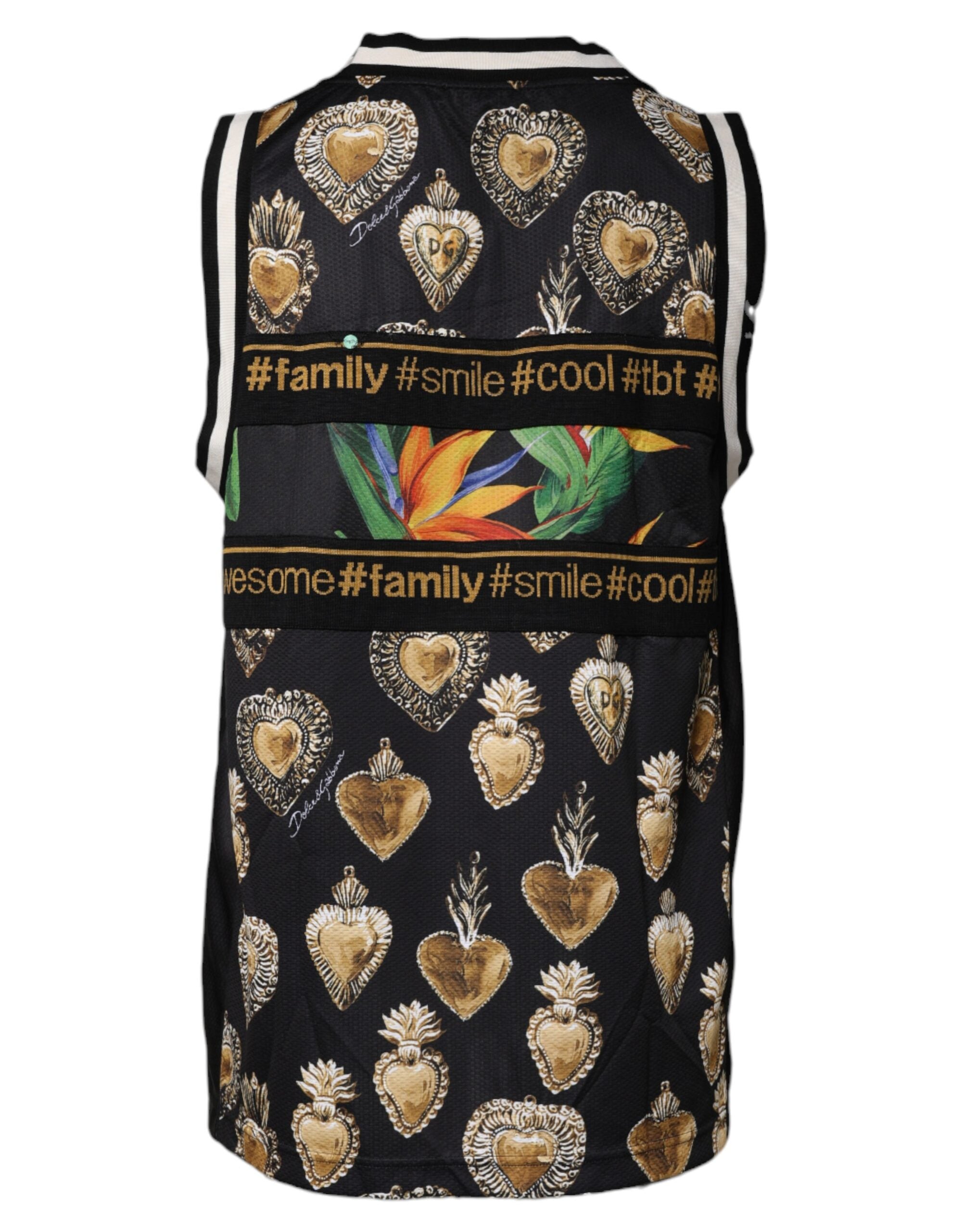 Dolce &amp; Gabbana – Mehrfarbiges, ärmelloses Tank-T-Shirt mit tropischem Muster