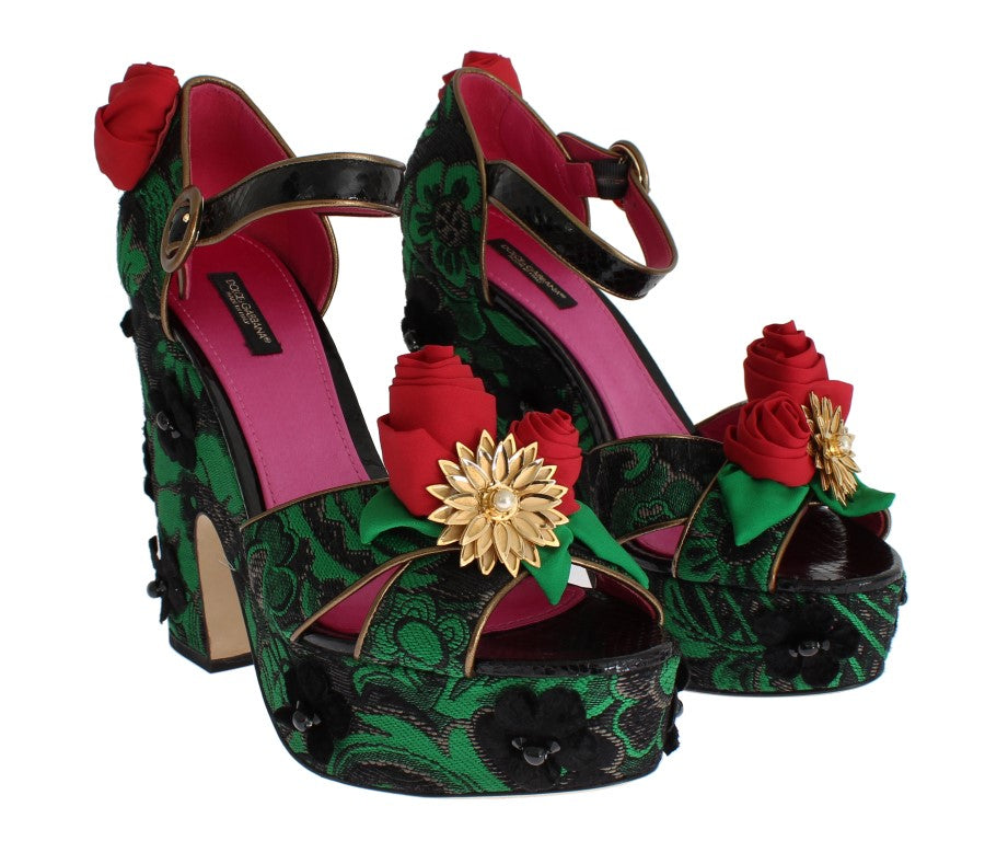 Dolce &amp; Gabbana – Enchanted Sicily – Keilabsatzschuhe aus Kristallbrokat