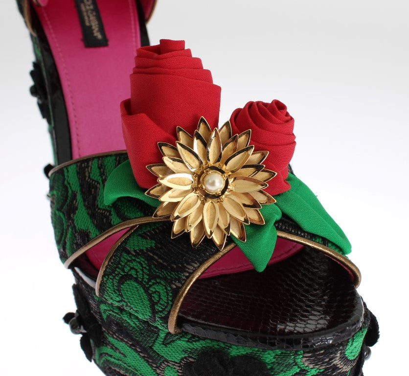 Dolce &amp; Gabbana – Enchanted Sicily – Keilabsatzschuhe aus Kristallbrokat