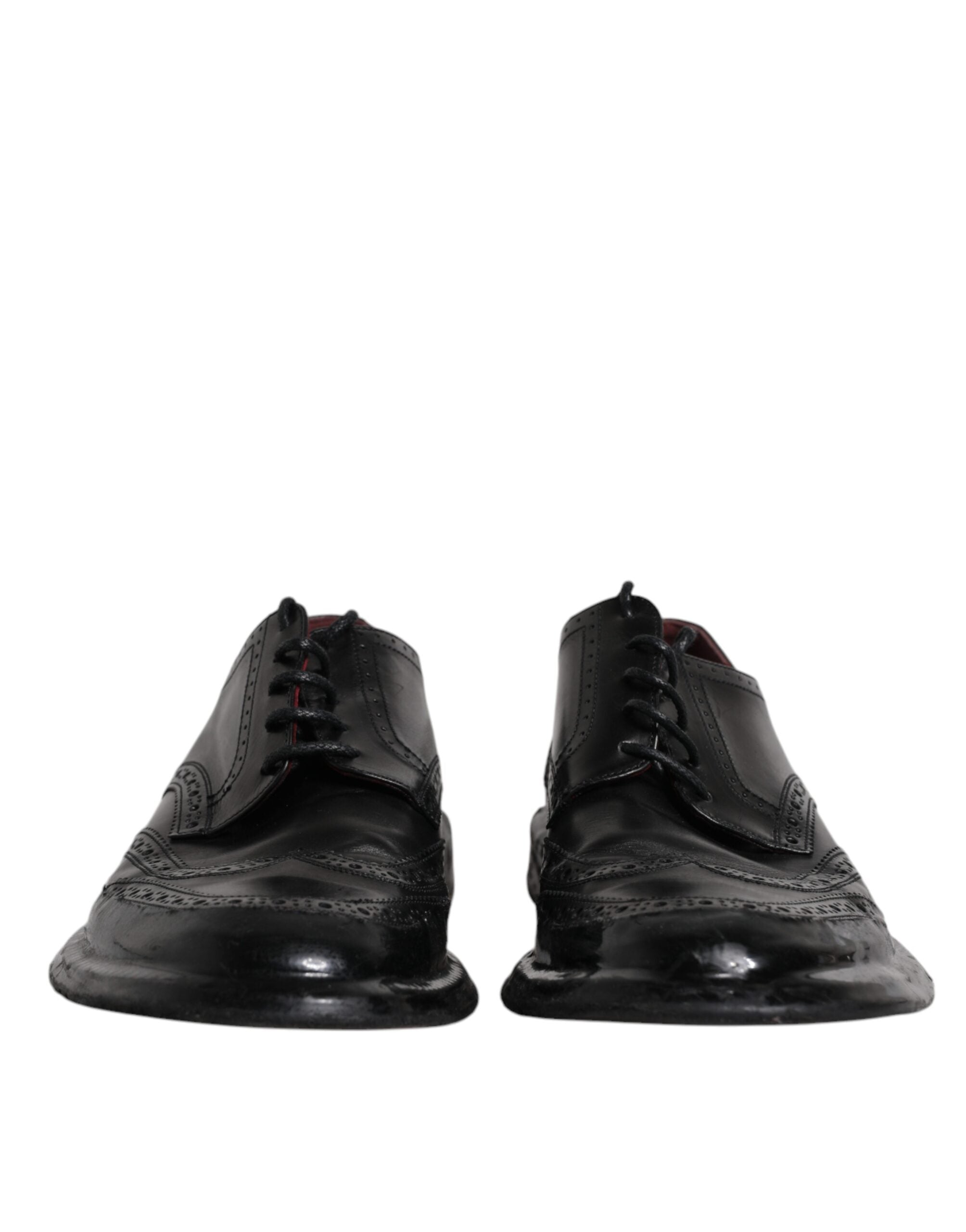 Dolce &amp; Gabbana – Formelle Derby-Schuhe aus schwarzem Leder mit Flügelkappe