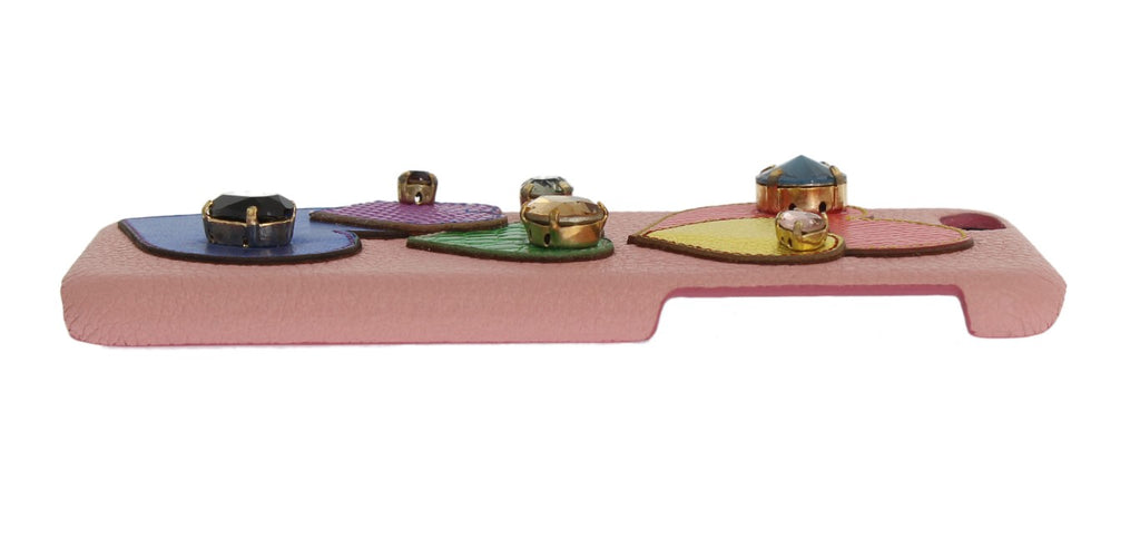 Dolce &amp; Gabbana Schicke iPhone-Hülle aus rosa Leder mit Kristallen