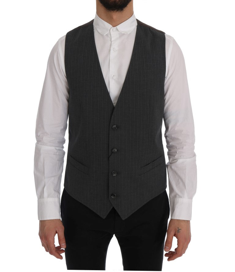Dolce &amp; Gabbana Elegante gestreifte graue Weste