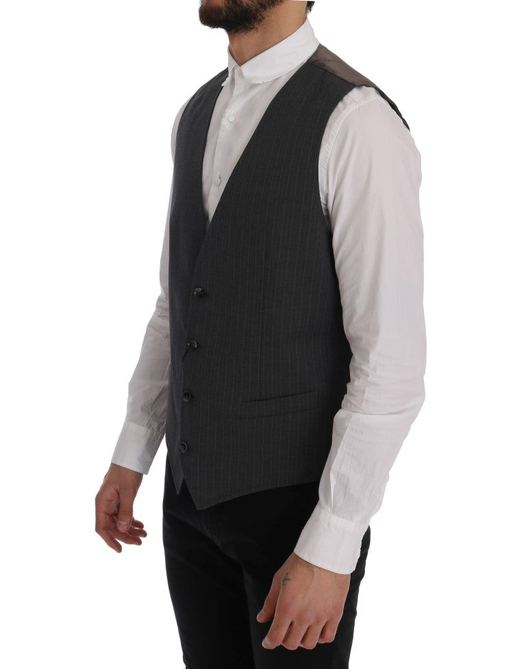 Dolce &amp; Gabbana Elegante gestreifte graue Weste