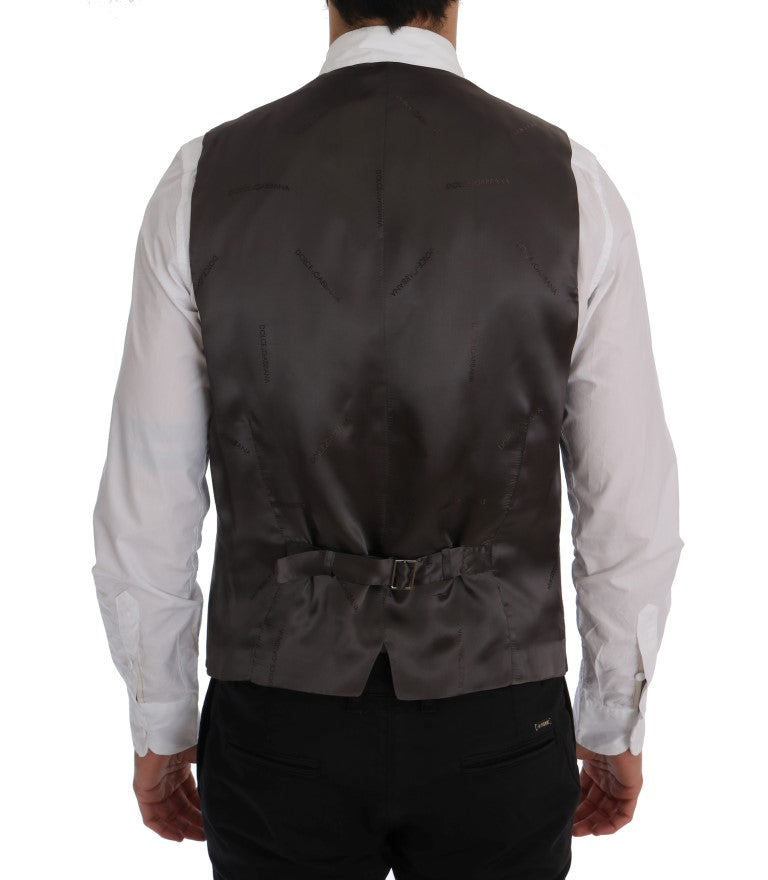 Dolce &amp; Gabbana Elegante gestreifte graue Weste