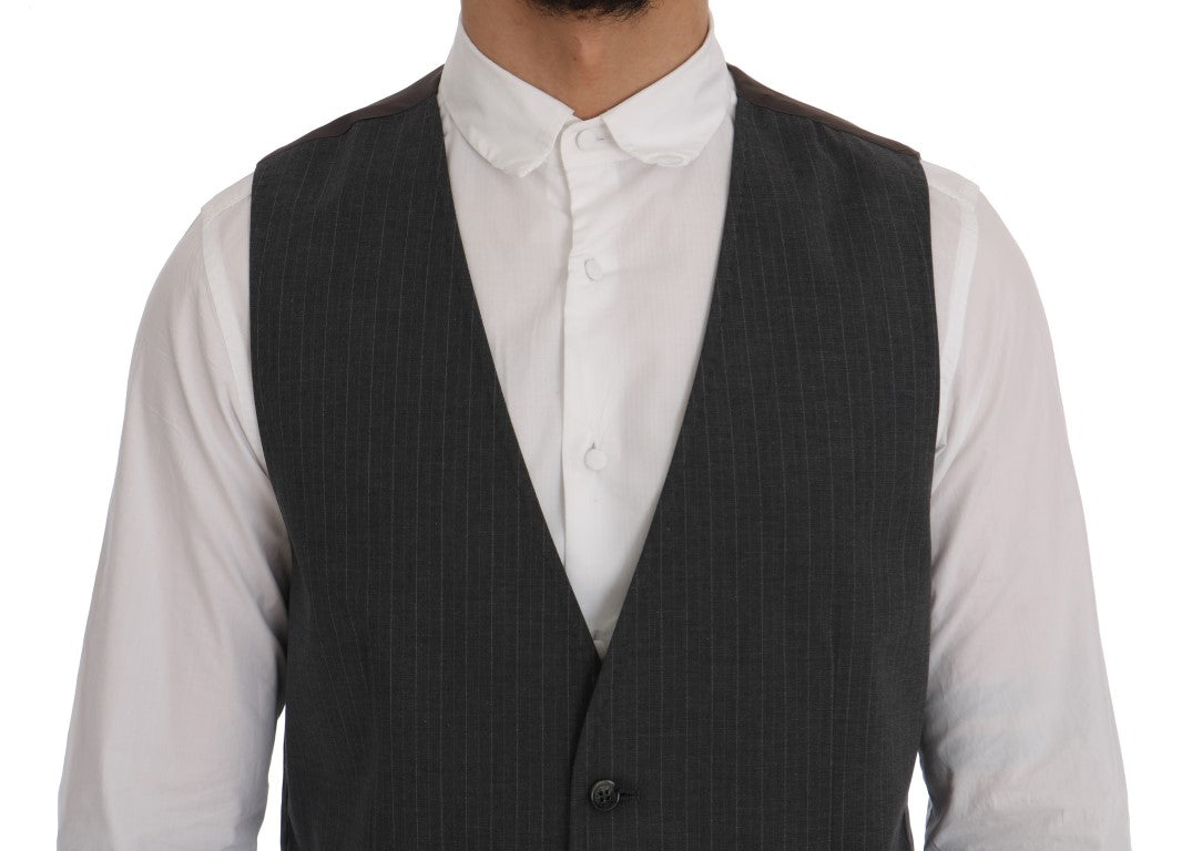 Dolce &amp; Gabbana Elegante gestreifte graue Weste