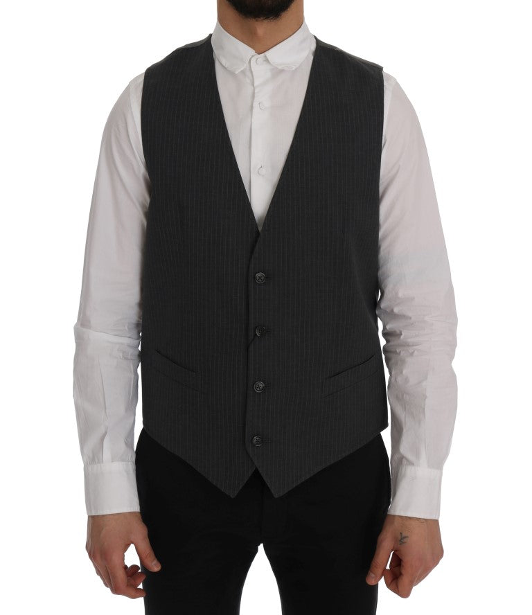 Dolce &amp; Gabbana Elegante grau gestreifte Weste