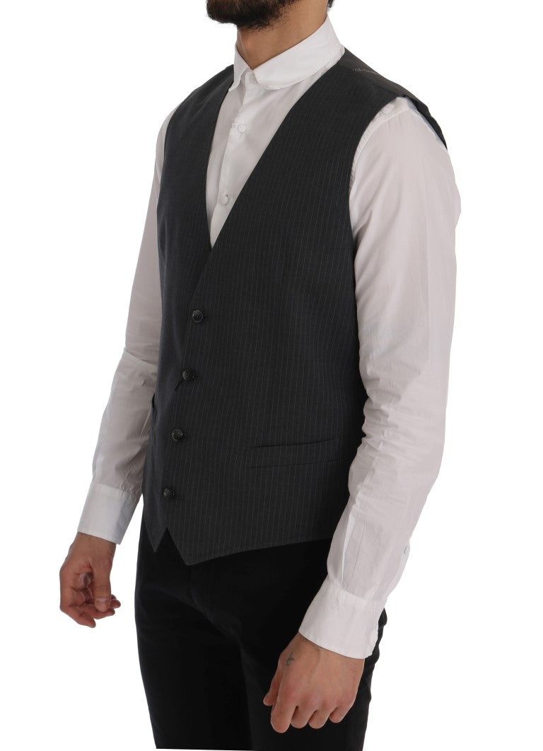 Dolce &amp; Gabbana Elegante grau gestreifte Weste