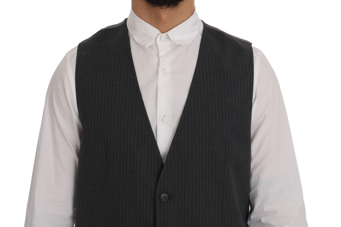 Dolce &amp; Gabbana Elegante grau gestreifte Weste