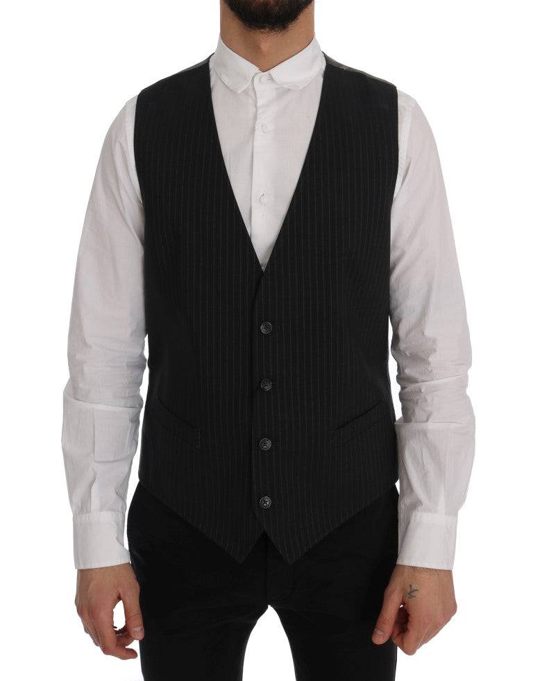 Dolce &amp; Gabbana Elegante gestreifte graue Weste