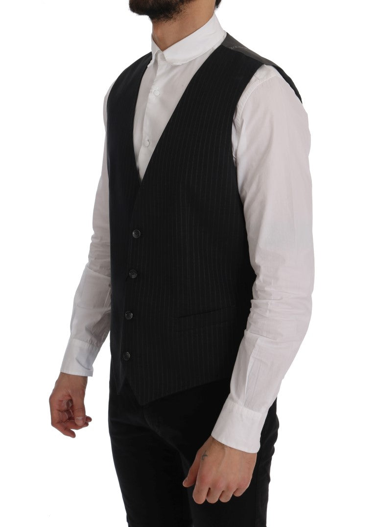Dolce &amp; Gabbana Elegante gestreifte graue Weste