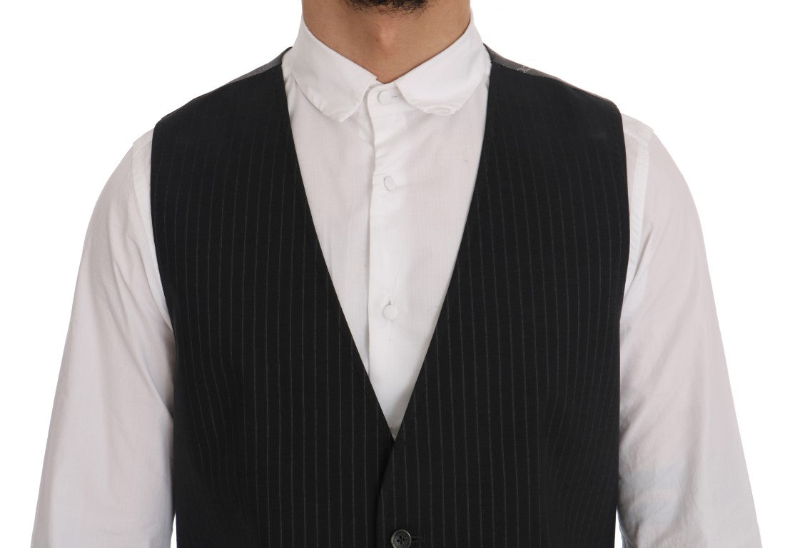 Dolce &amp; Gabbana Elegante gestreifte graue Weste