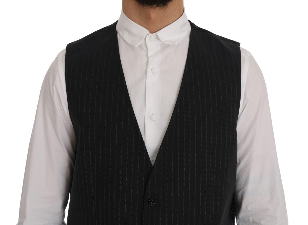 Dolce &amp; Gabbana Elegante grau gestreifte Herrenweste