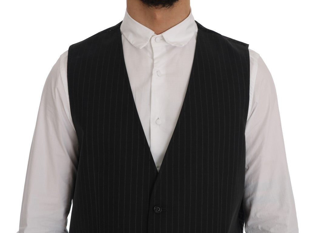 Dolce &amp; Gabbana Elegante grau gestreifte Herrenweste