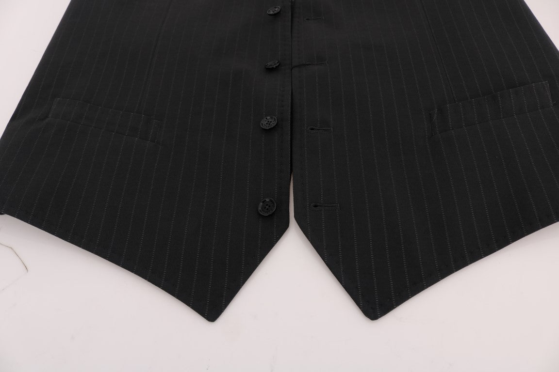 Dolce &amp; Gabbana Elegante grau gestreifte Herrenweste