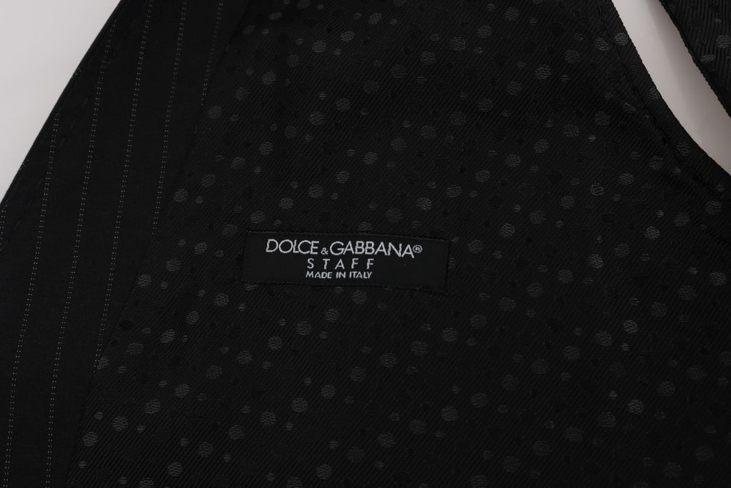 Dolce &amp; Gabbana Elegante grau gestreifte Herrenweste