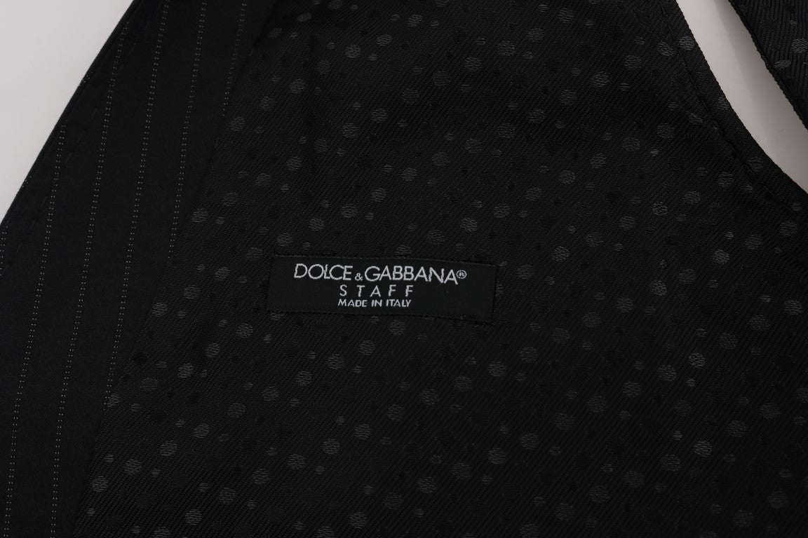 Dolce &amp; Gabbana Elegante grau gestreifte Herrenweste