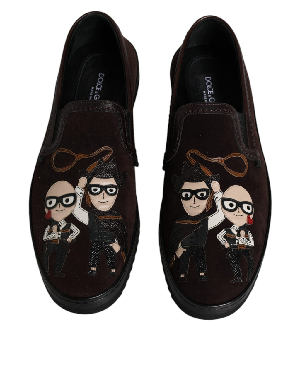 Dolce &amp; Gabbana – DG Family – Flache Slipper aus Wildleder in Braun