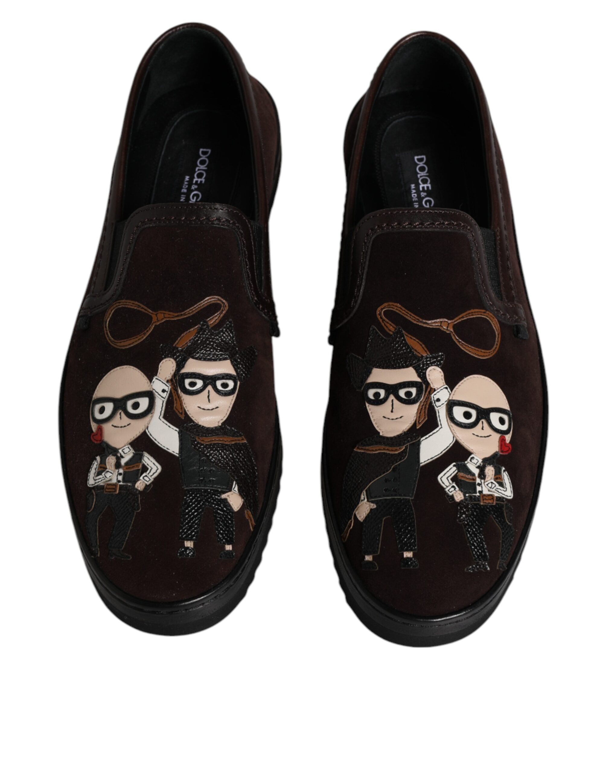 Dolce &amp; Gabbana – DG Family – Flache Slipper aus Wildleder in Braun