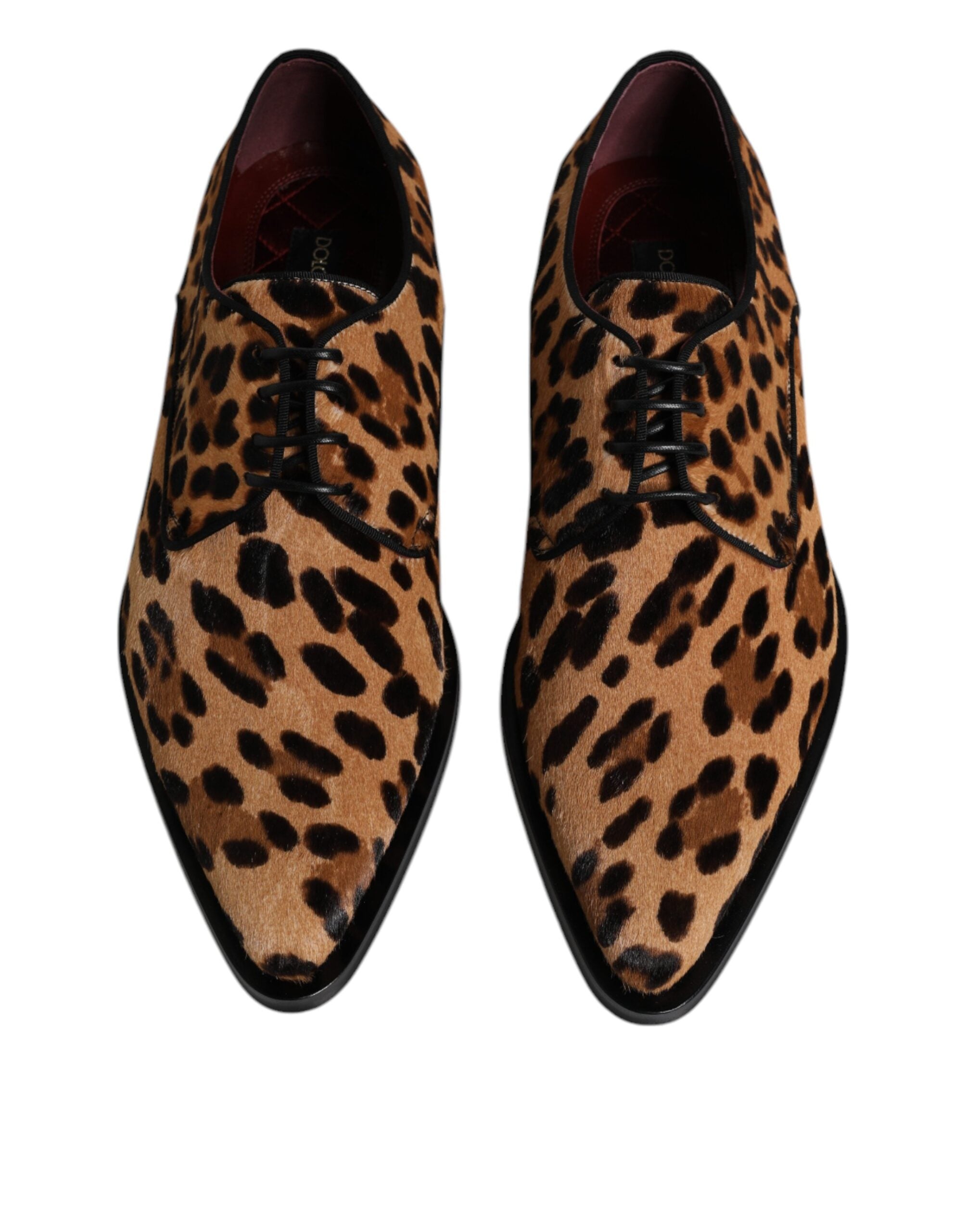 Dolce &amp; Gabbana – Braune Derby-Schuhe mit Leopardenmuster für formelle Herren