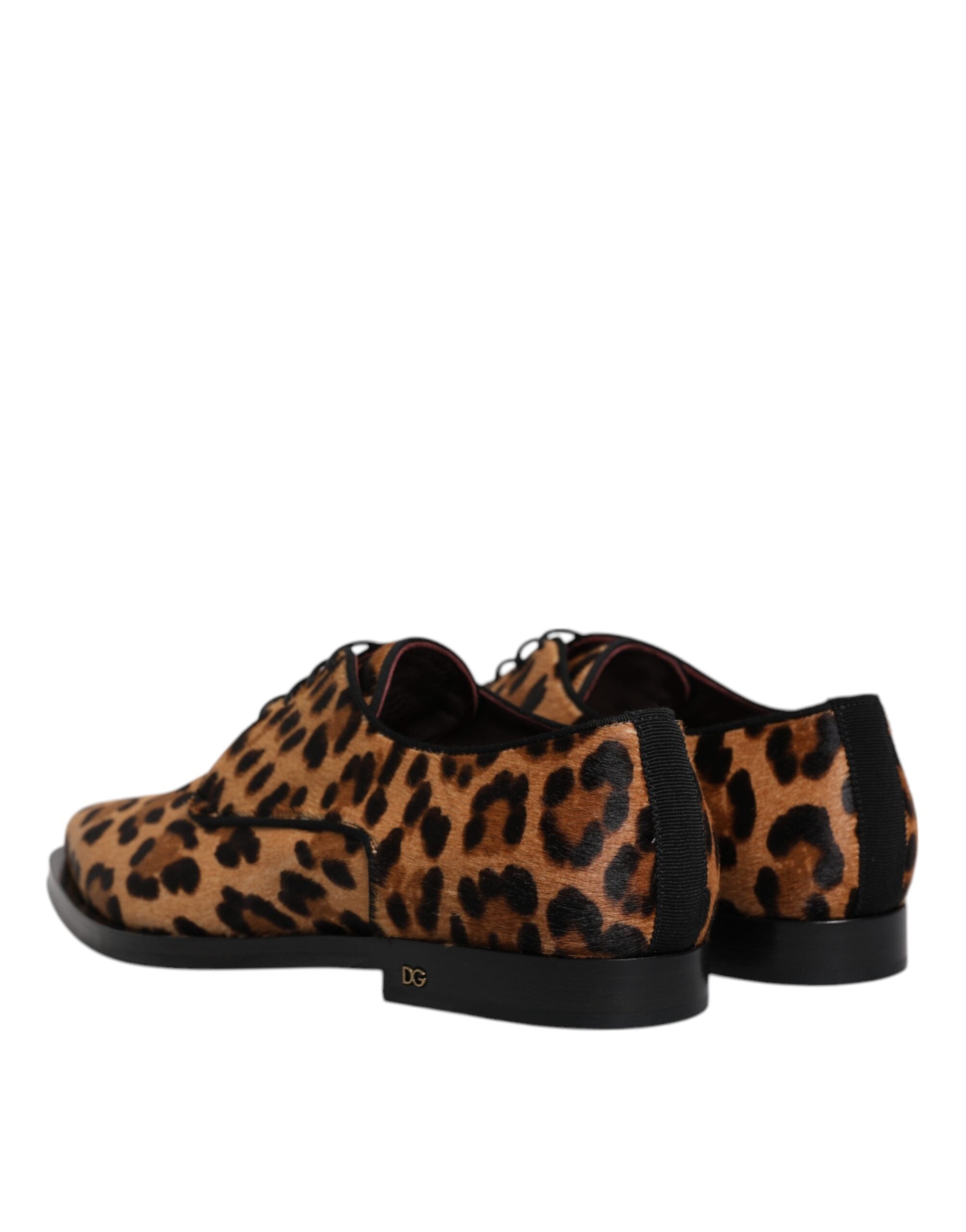 Dolce &amp; Gabbana – Braune Derby-Schuhe mit Leopardenmuster für formelle Herren