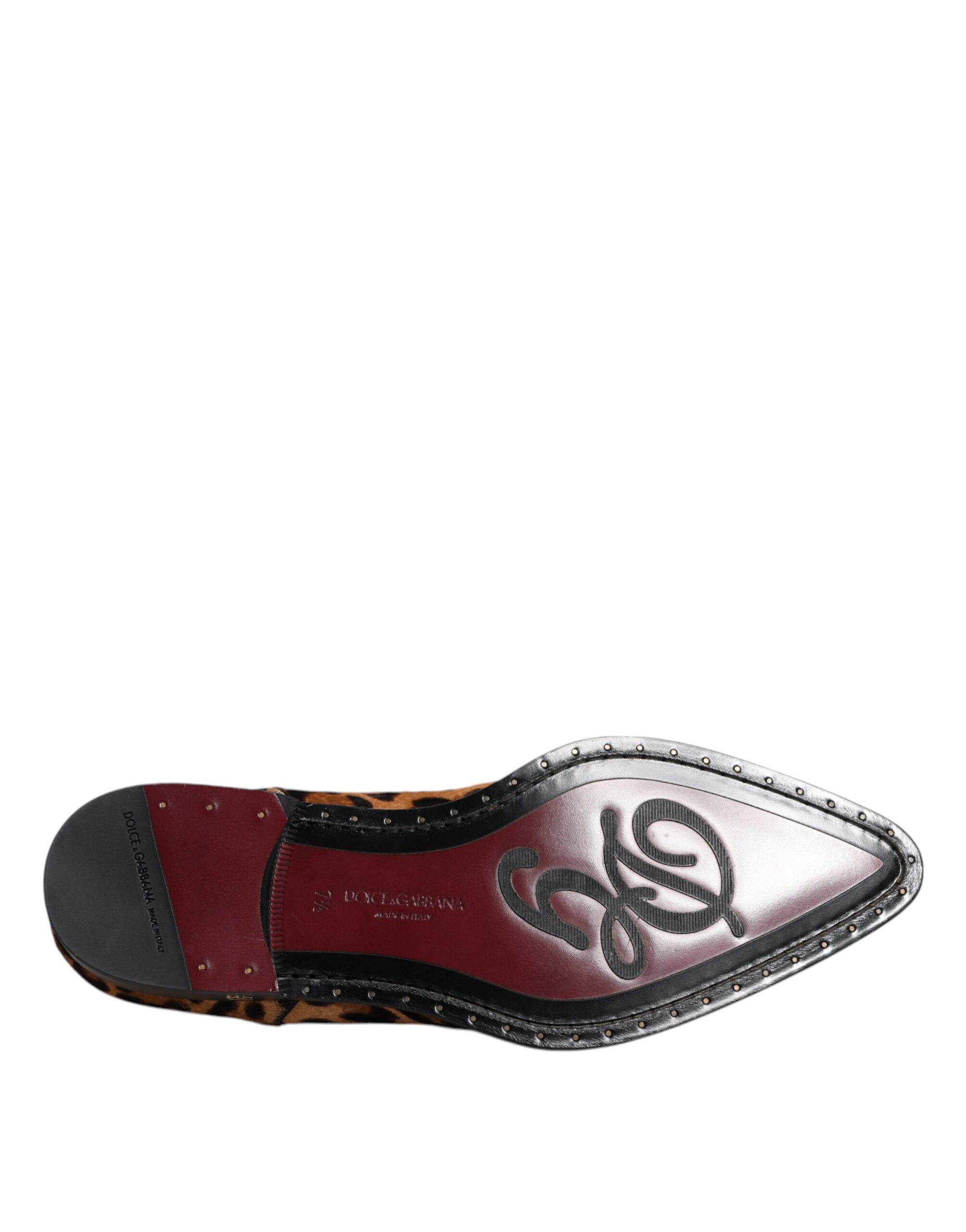 Dolce &amp; Gabbana – Braune Derby-Schuhe mit Leopardenmuster für formelle Herren