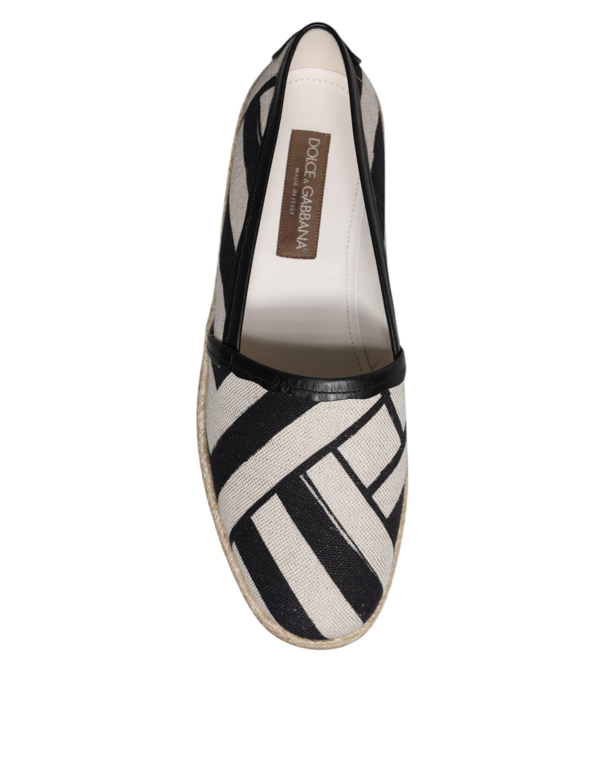 Dolce &amp; Gabbana – Espadrilles zum Hineinschlüpfen mit schwarzen und weißen Streifen
