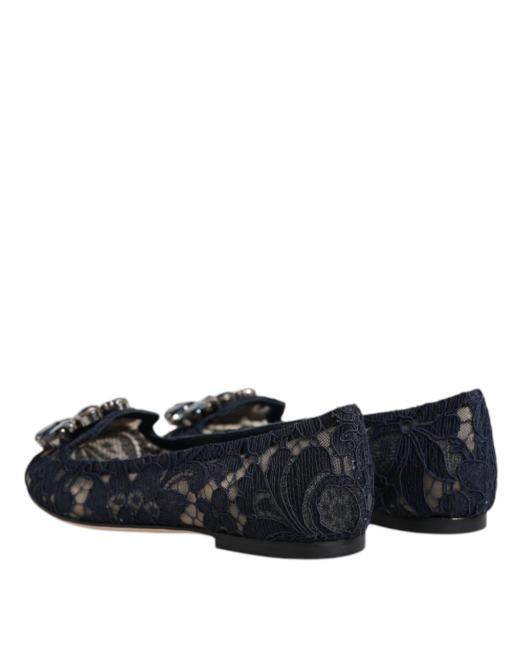 Dolce &amp; Gabbana – Taormina – Flache Schuhe mit Spitzen und Kristallen in Blau