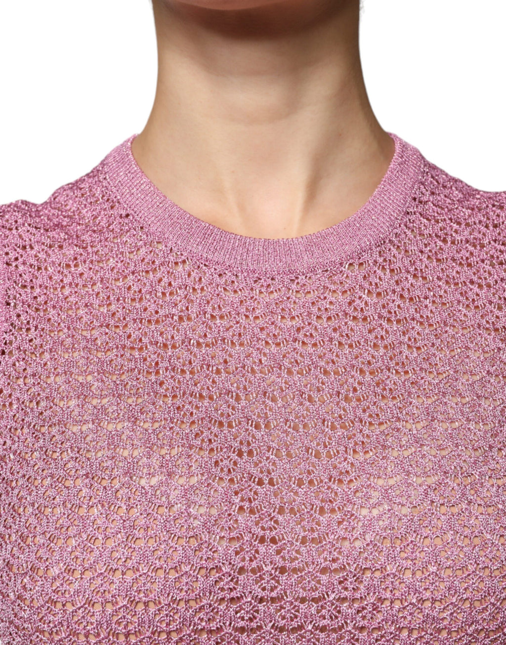 Dolce &amp; Gabbana, durchsichtiges, ärmelloses Tanktop aus Netzstoff in Rosa