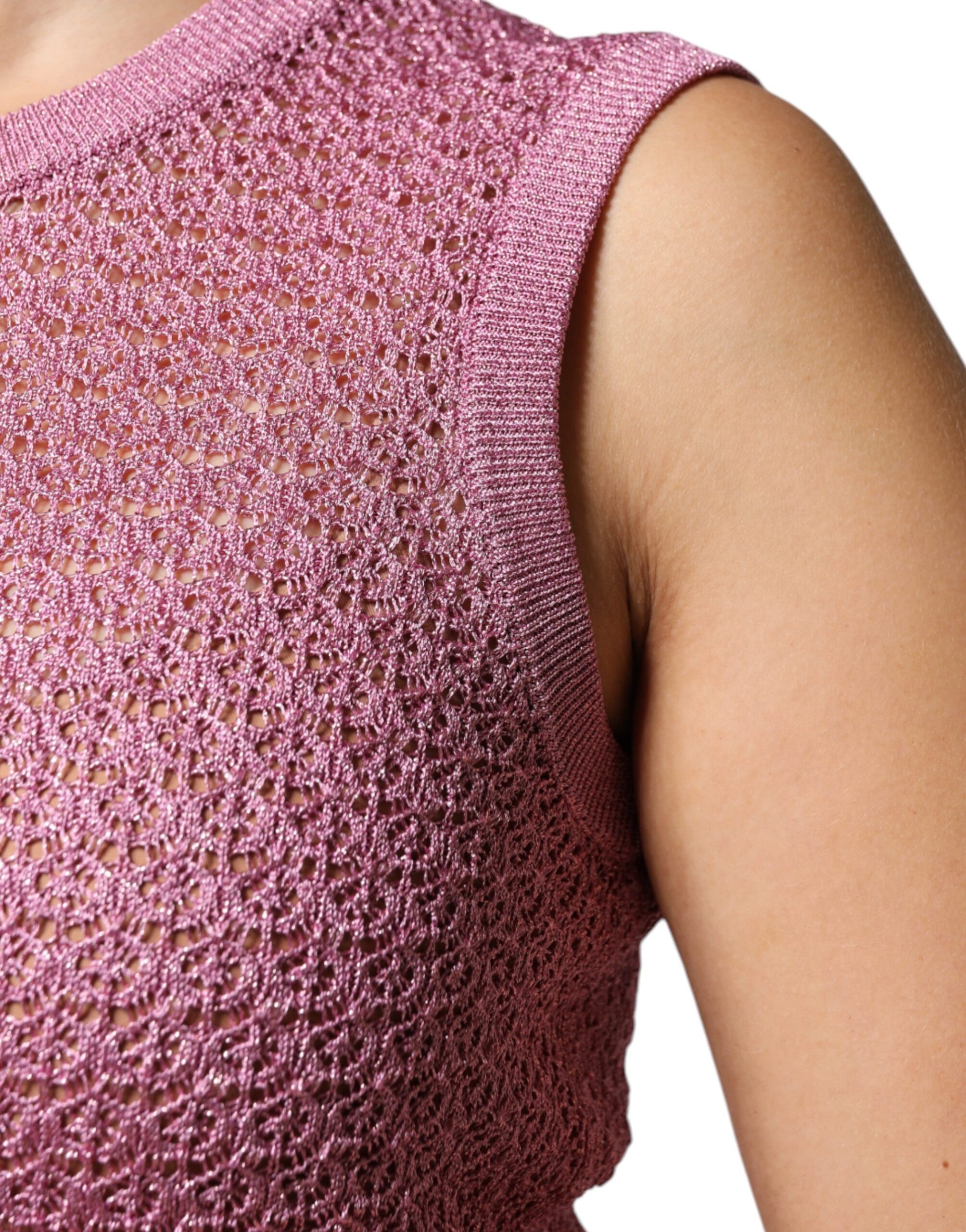 Dolce &amp; Gabbana, durchsichtiges, ärmelloses Tanktop aus Netzstoff in Rosa
