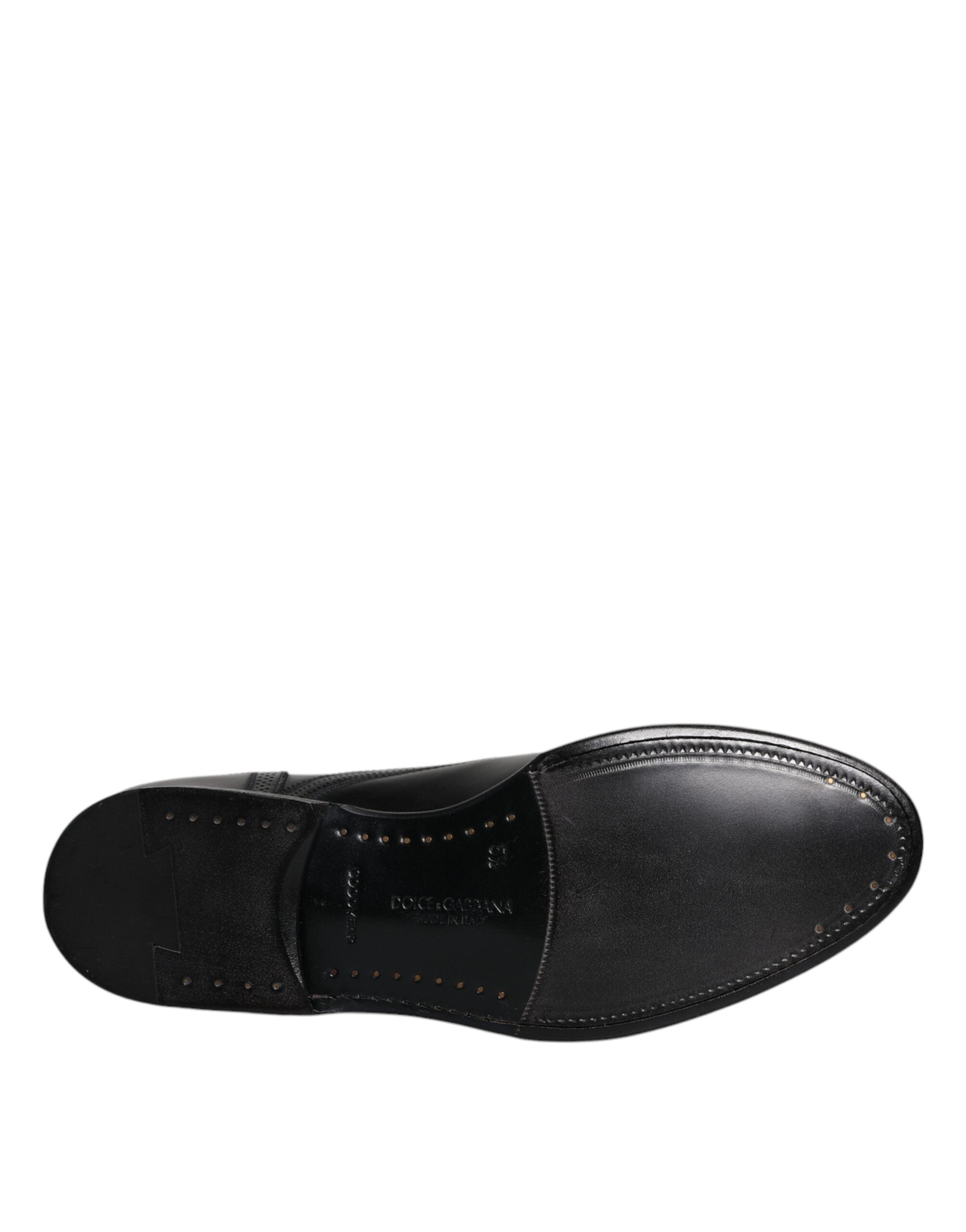 Dolce &amp; Gabbana – Formelle Derby-Schuhe aus schwarzem Leder mit Flügelkappe