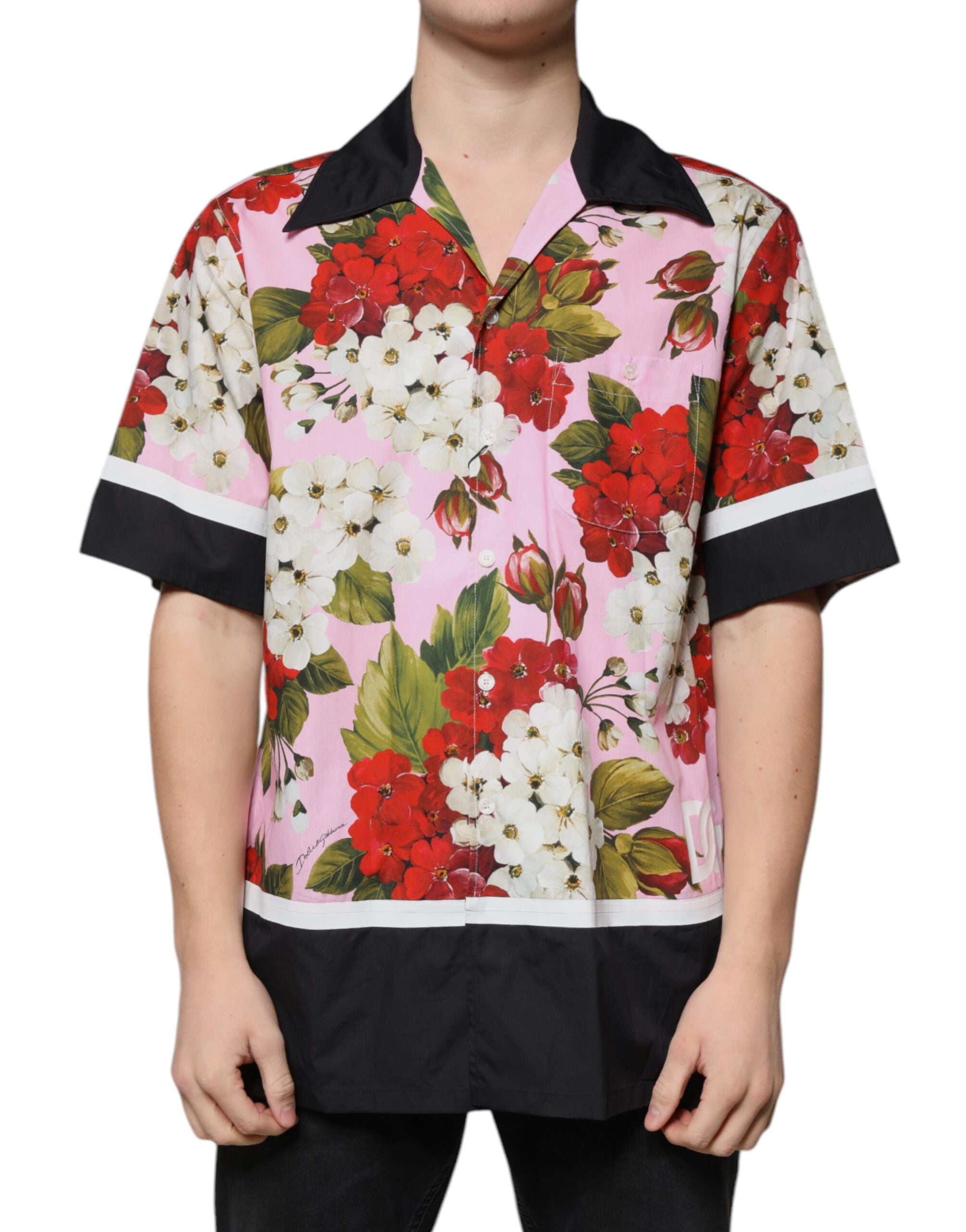 Dolce &amp; Gabbana Freizeithemd mit mehrfarbigem Blumenmuster und Button-Down-Kragen