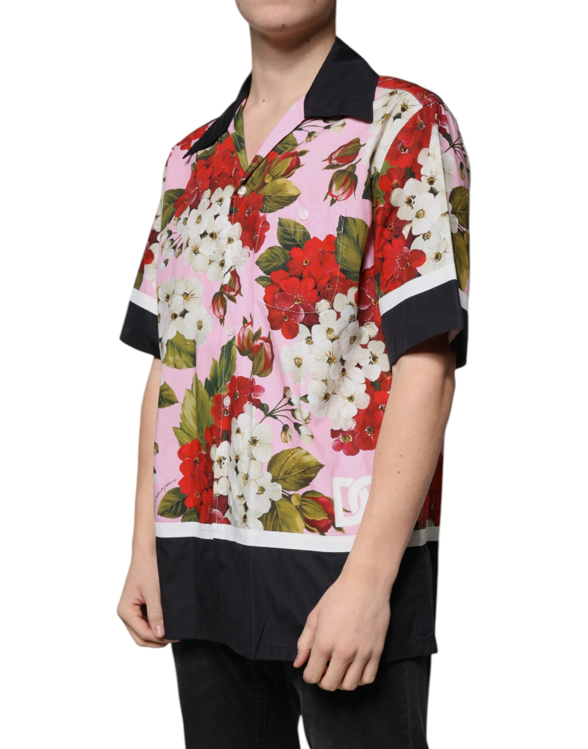 Dolce &amp; Gabbana Freizeithemd mit mehrfarbigem Blumenmuster und Button-Down-Kragen