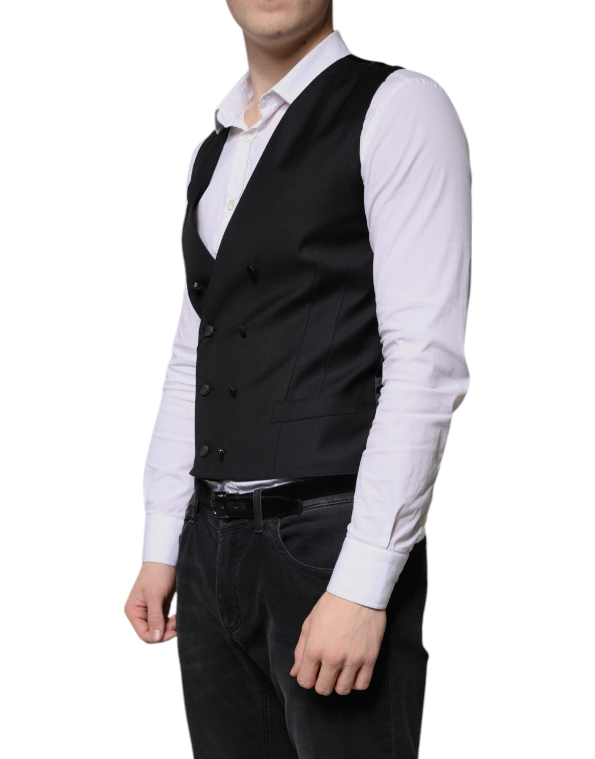 Dolce &amp; Gabbana Schwarze Weste aus Wolle für formelle Anlässe für Herren